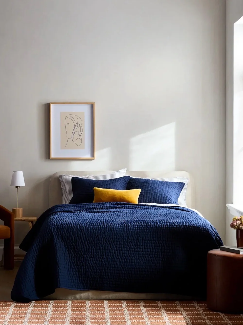 Quince European Linen and Cotton Stitch Quilt in Navy 965